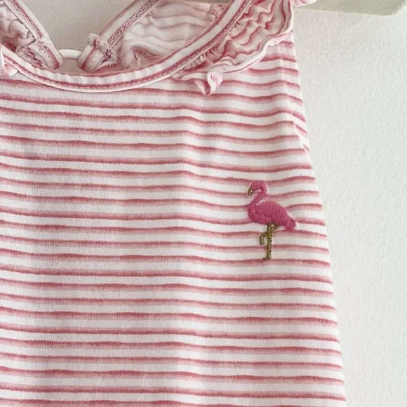 Carter's Pink and White Striped Ruffle Neck Tank Top Toddler Girls 5T - Picture 3 of 6